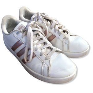 adidas rose gold and white shoes